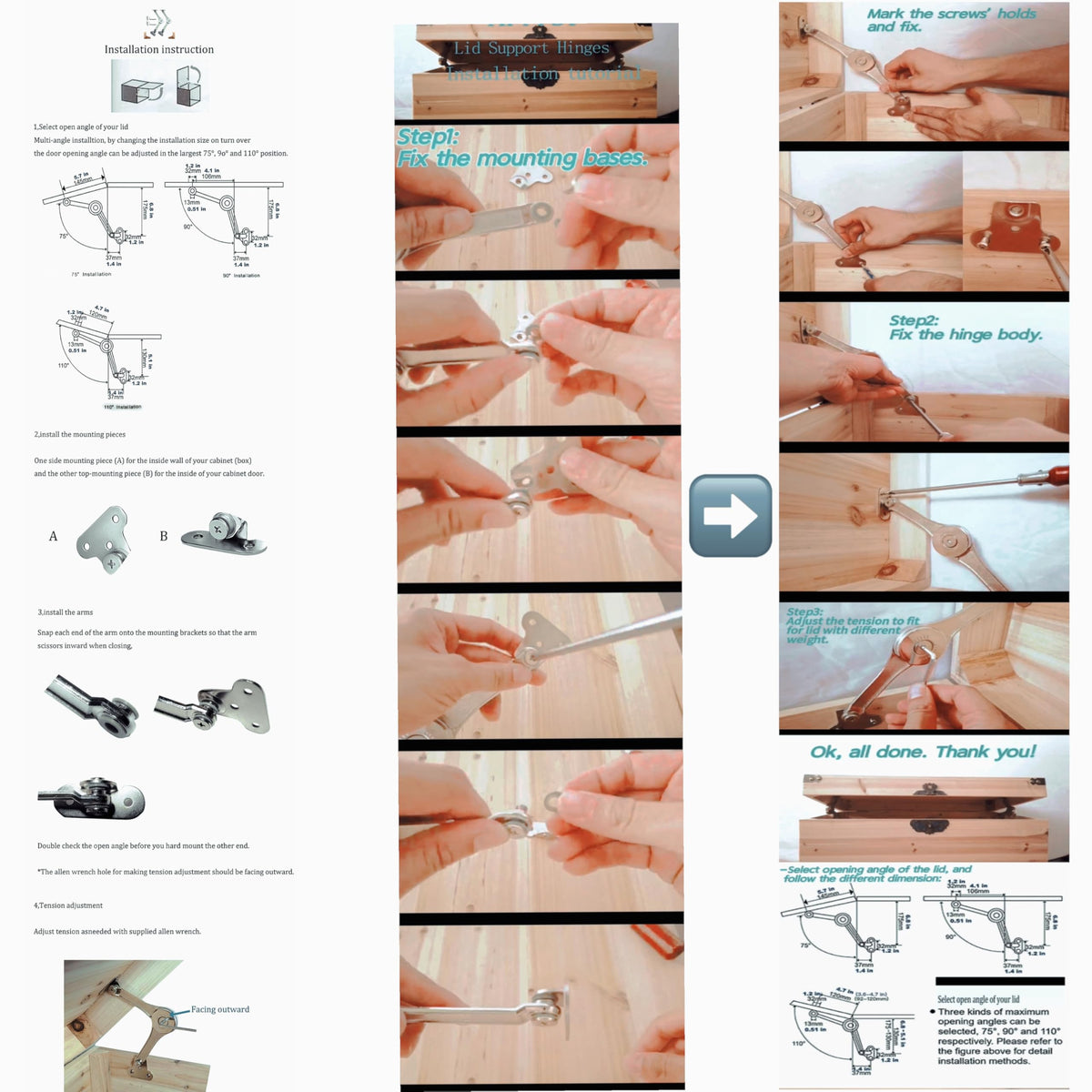 APFFSY installation-ready hinges with simple mounting options