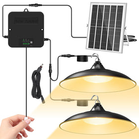 APILAB solar panel front view powering shed light with sunshine