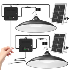 APILAB Solar Shed Light pendant with pull string for simple outdoor control.