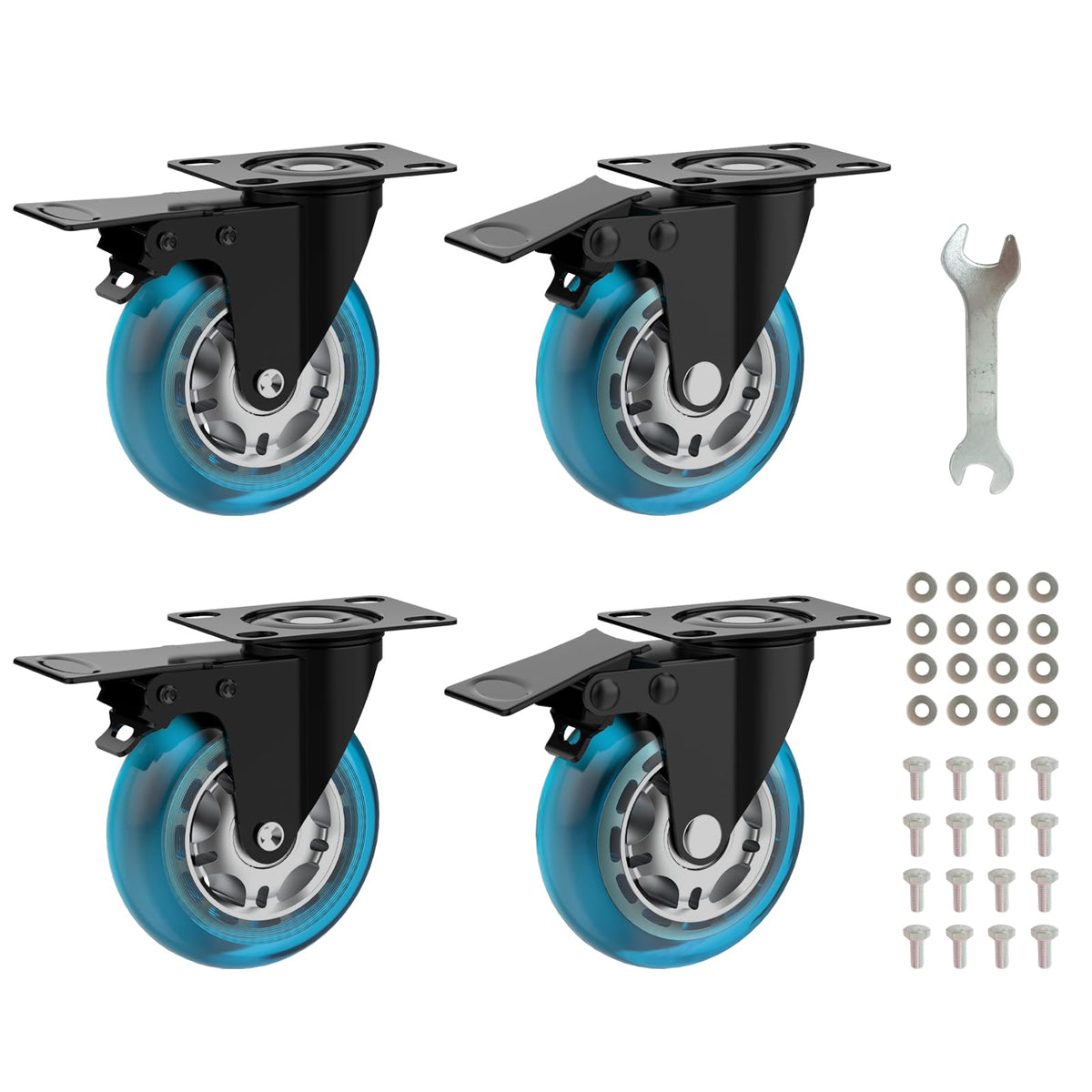 Apllamo 3-in plate caster wheels on a cart deliver heavy-duty mobility.