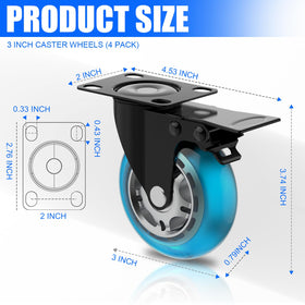 Apllamo plate caster with brakes engaged for secure positioning.