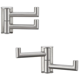 APLusee swivel coat hook front view, brushed nickel finish; versatile in bathrooms