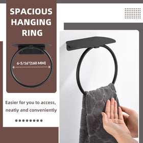 APLusee towel ring with shelf shows spacious hanging area for towels and wipes.