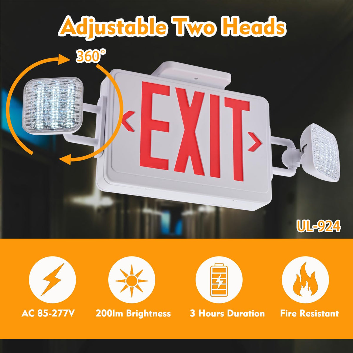 Apmeetlux UL 924 compliant exit sign for commercial use.