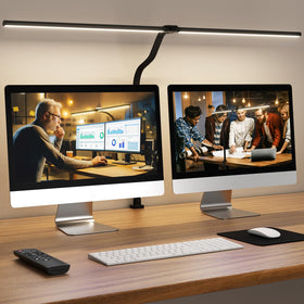 APMIEK LED Desk Lamp full view showing sleek clamp-on design for desks