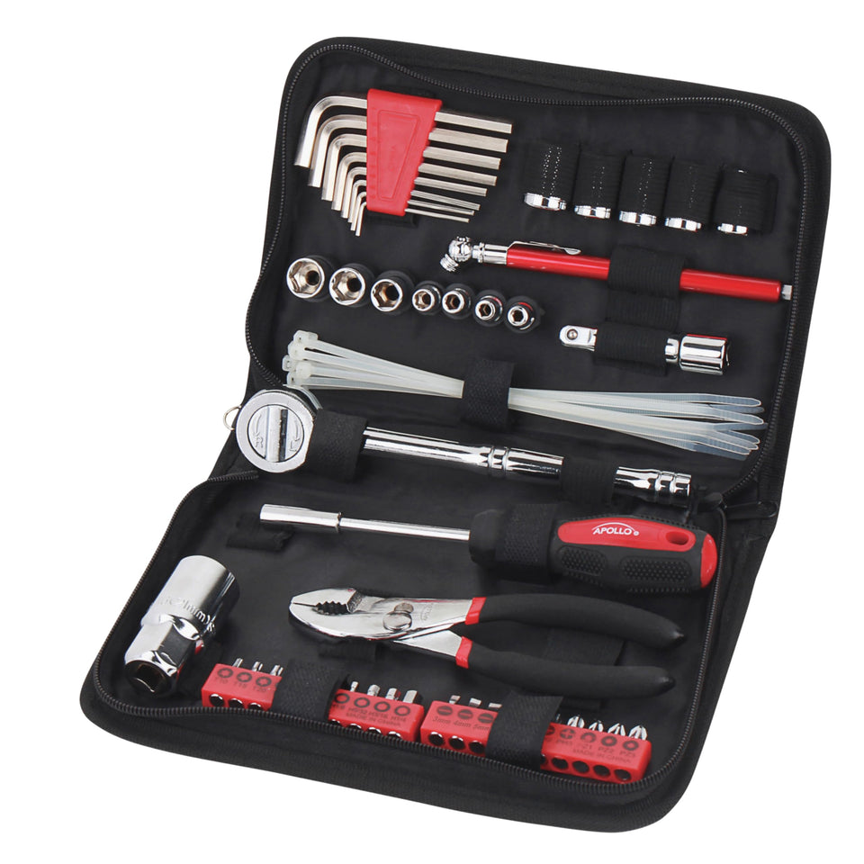 Apollo DT9774 zippered case keeps compact emergency tools organized for quick roadside fixes.
