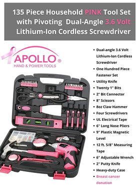 Apollo Tools 100-piece fastener set and putty knife for mounting.