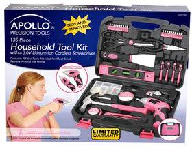 Apollo Tools hammer and adjustable wrench with chrome finish.