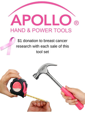 Apollo Tools level and tape measure for accurate hanging.