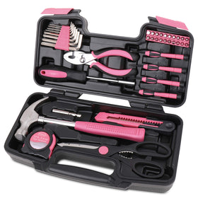 Apollo Tools 39-piece tool set in pink case for versatile home projects