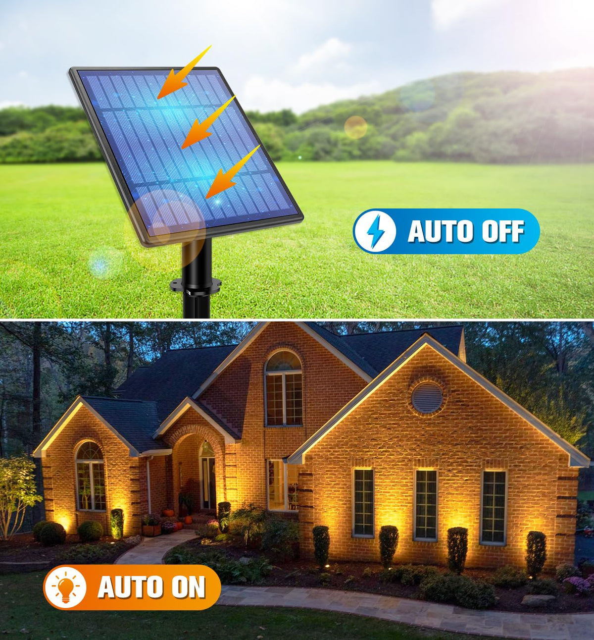 APONUO four-spotlight kit with bright LEDs for ambient outdoor lighting.