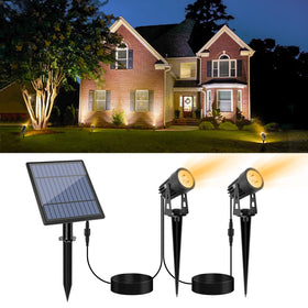 APONUO metal solar spotlight seen from the front, bright garden entry lighting