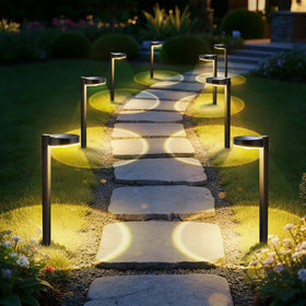 APONUO solar pathway lights create crisp ground spot circles to guide your walkway