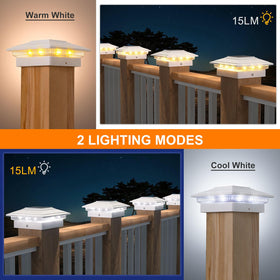 APONUO solar post cap light for 4x4 vinyl posts adds curb appeal at night.