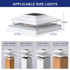 APONUO solar post cap light for 6x6 wooden posts brightens entryways after dusk.