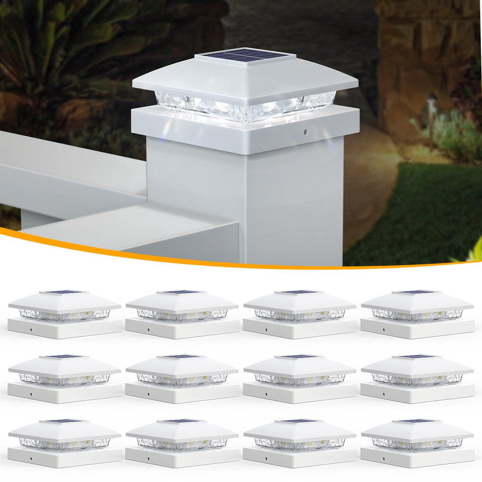 APONUO solar post cap lights fit 4x4 and 5x5 posts with wire-free installation.