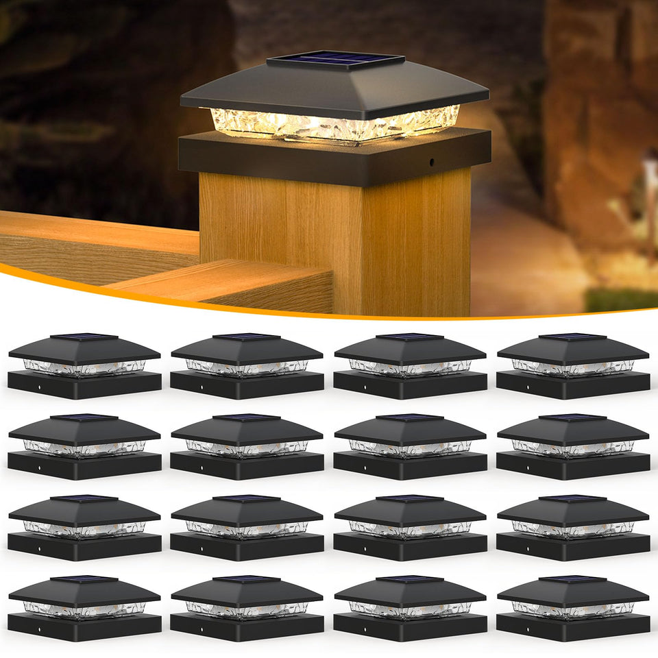APONUO solar post cap lights fit 4x4 posts for fence and deck lighting
