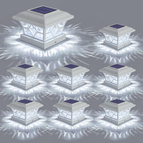 APONUO solar post cap lights on a post provide bright, even outdoor illumination.