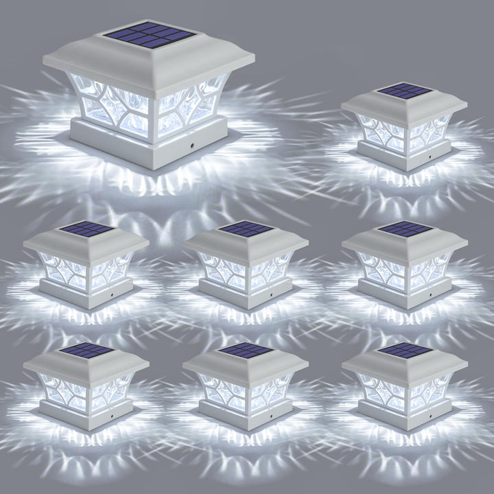 APONUO solar post cap lights on a post provide bright, even outdoor illumination.