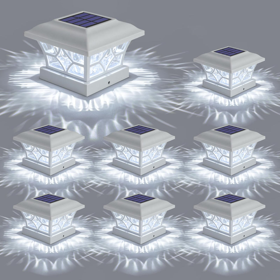 APONUO solar post cap lights on a post provide bright, even outdoor illumination.