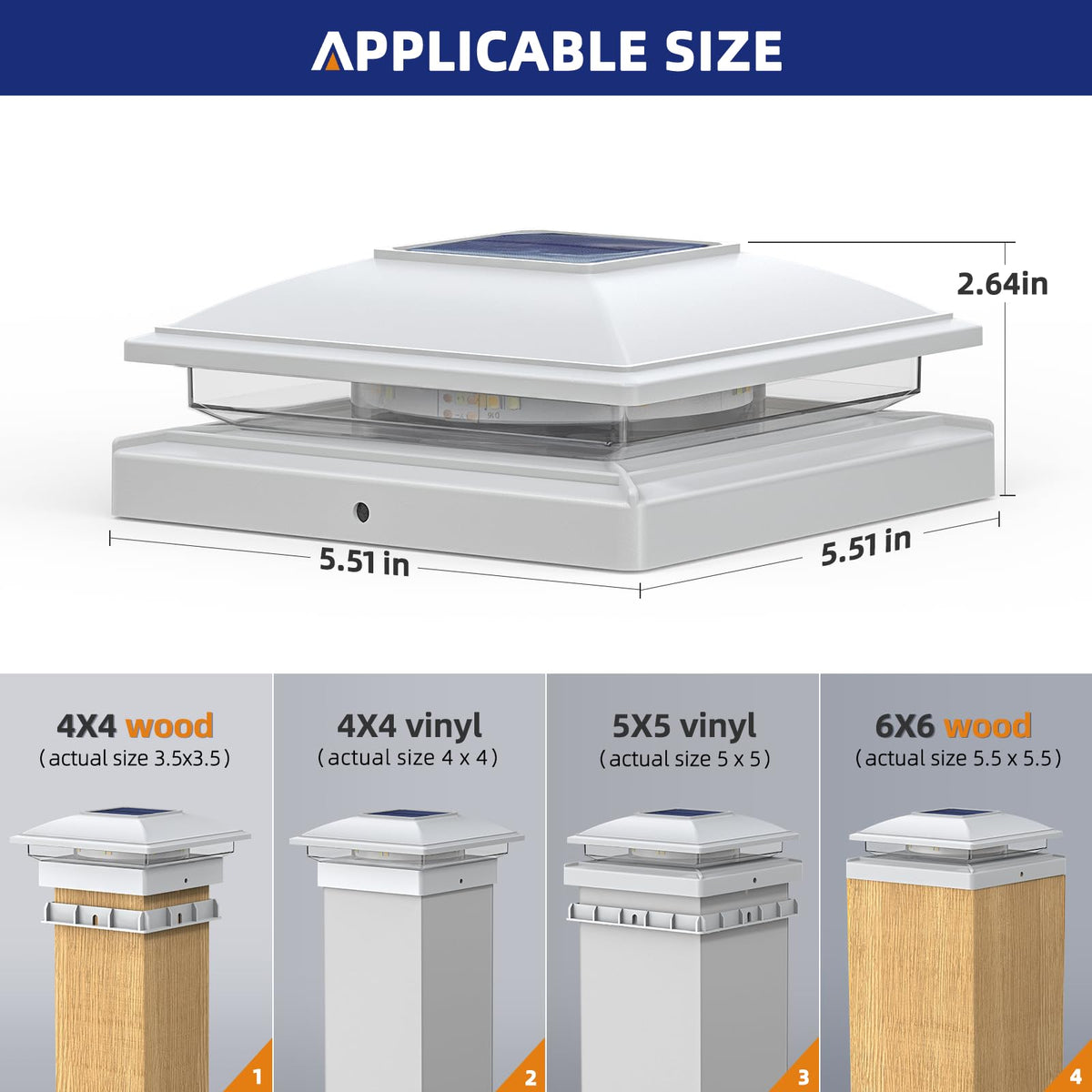 APONUO IP64 waterproof solar post caps withstand rain and outdoor conditions.