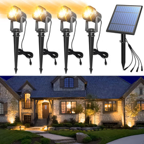 APONUO solar spot light lighting a garden path at dusk