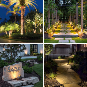 APONUO solar spot light mounted on wall for landscape accents
