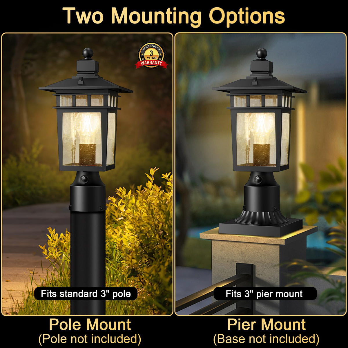 APOTO aluminum weatherproof post light resists rust in all seasons.