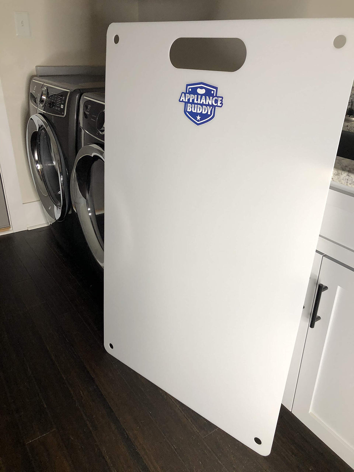 Appliance Buddy Mover corner holes: convenient hanging storage when not in use.
