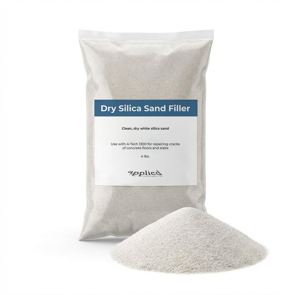 Applied Technologies dry silica sand filler bag ready for interior floor repair applications.