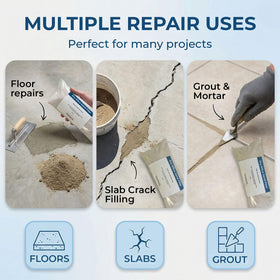 Applied Technologies dry silica sand filler floor leveling texture for thicker repairs.