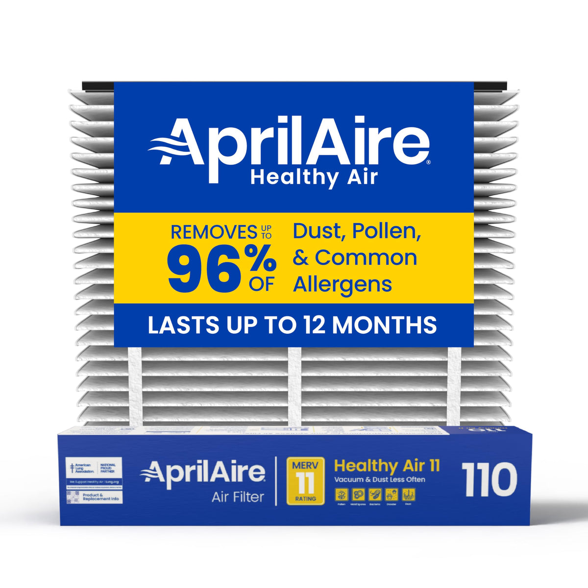 Aprilaire 110 replacement filter with model 1110 design captures dust and pollen effectively