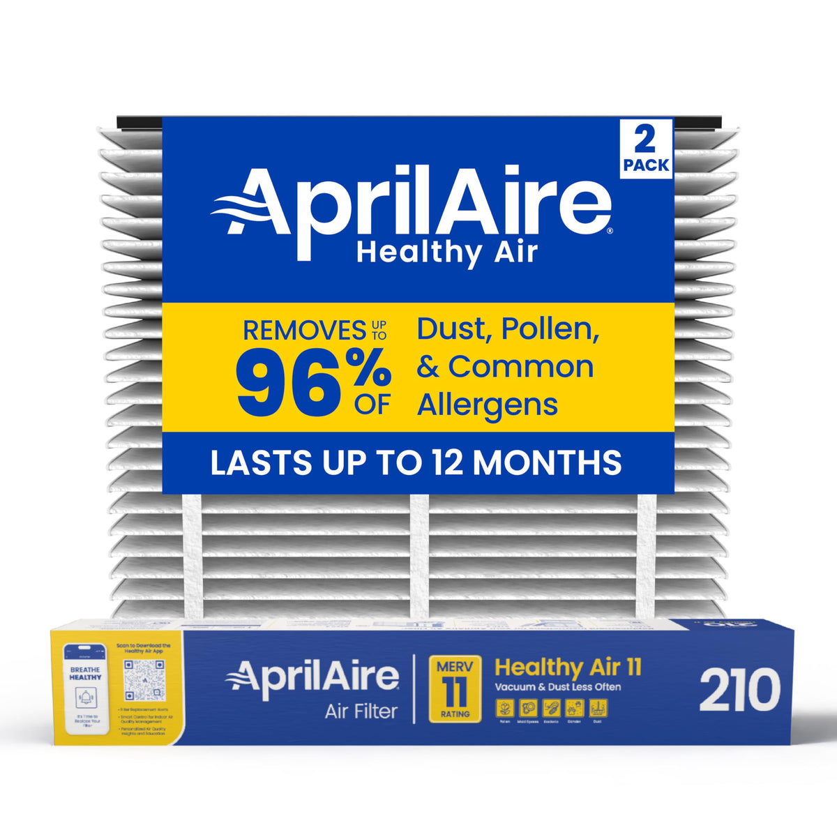 Aprilaire 210 replacement filter front view, ready for installation in compatible purifiers.