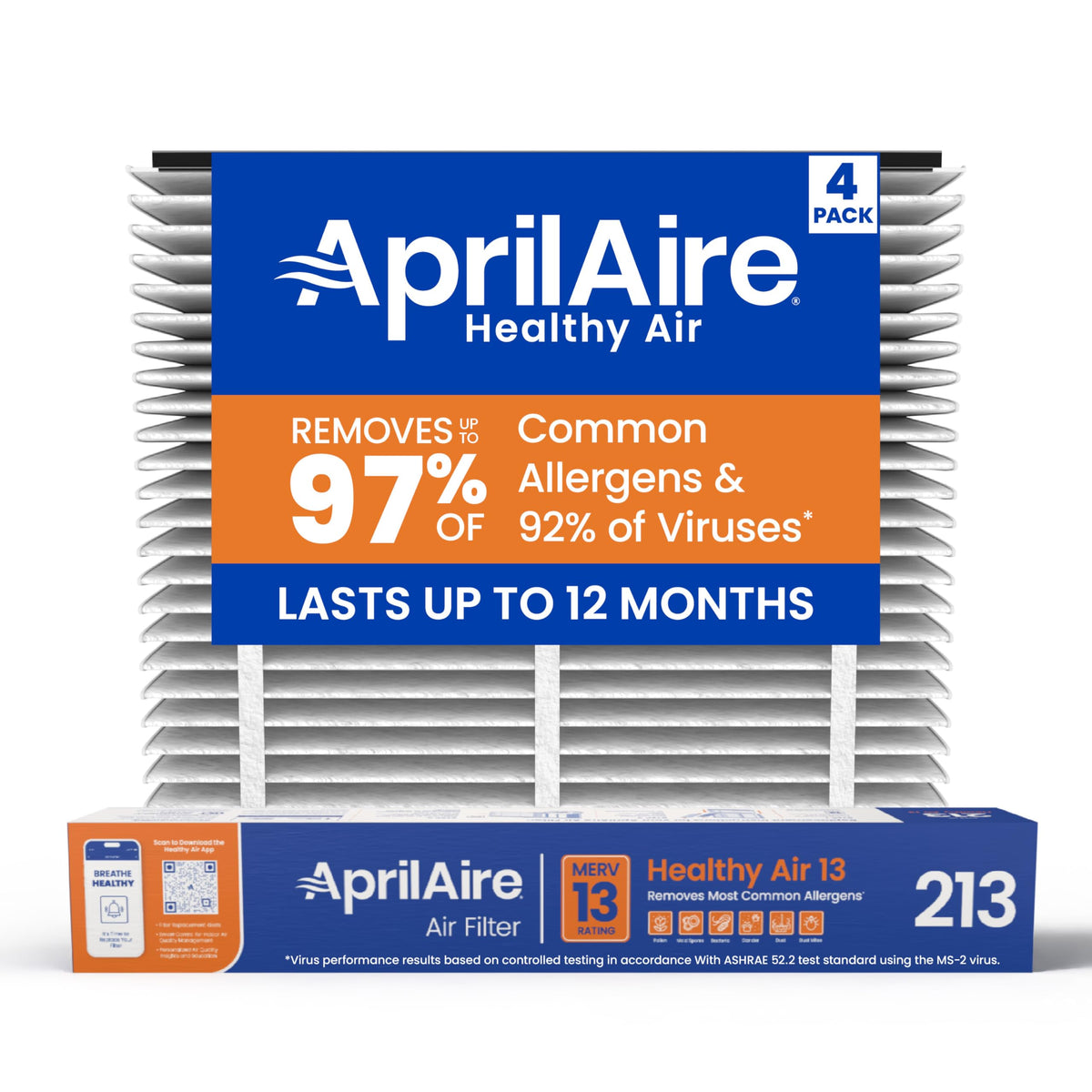 Aprilaire 213 replacement filter in 20x25x4 size ready for whole-home air purification.