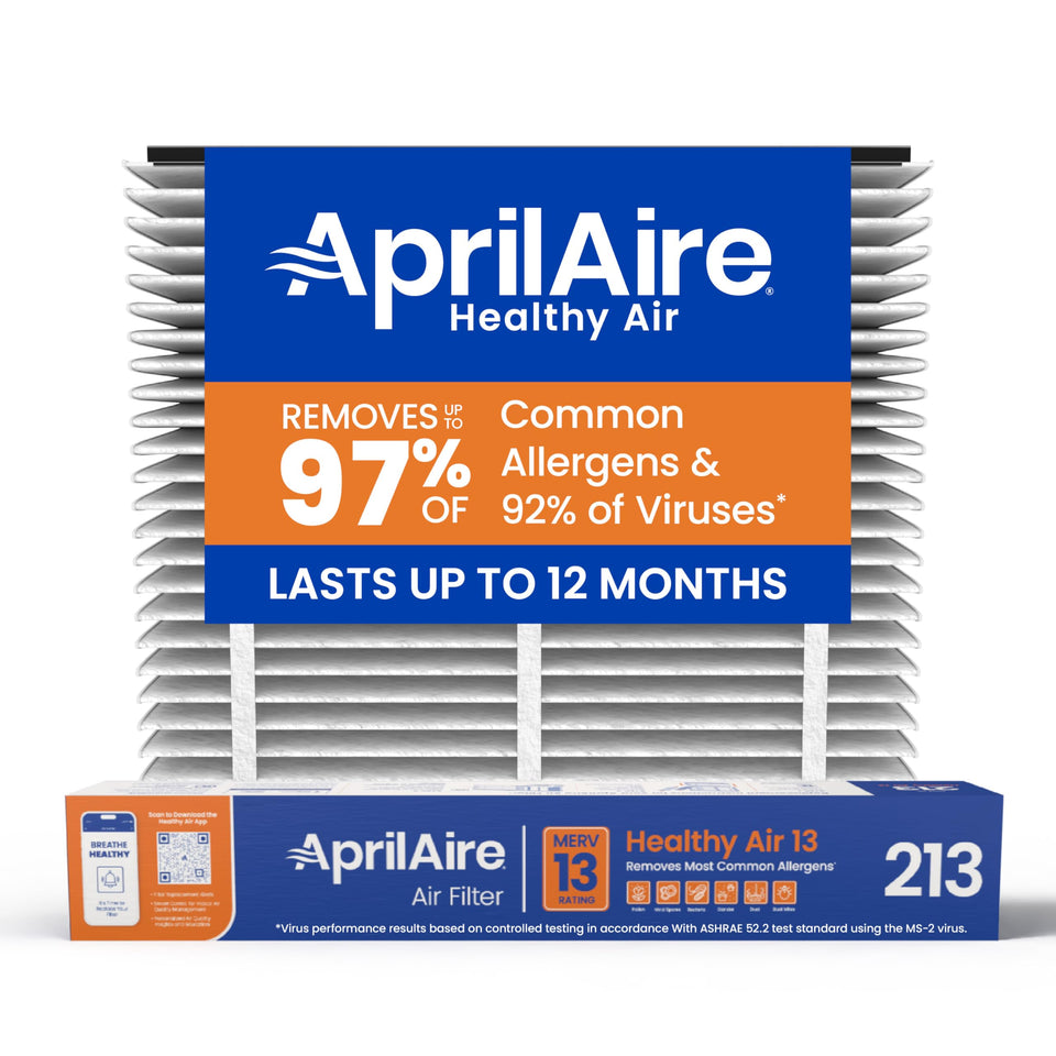 Aprilaire 213 replacement filter front view for reliable allergen filtration.