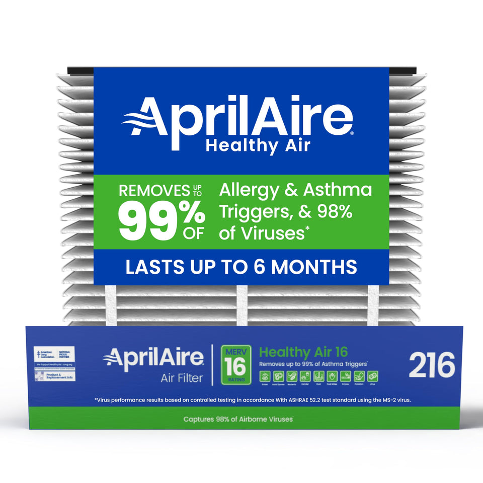 Aprilaire 216 replacement filter pack showing robust 4-inch filtration surface for cleaner air