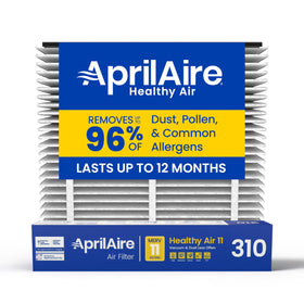 Aprilaire 310 replacement filter front view, 20x20x4, optimized for cleaner indoor air.