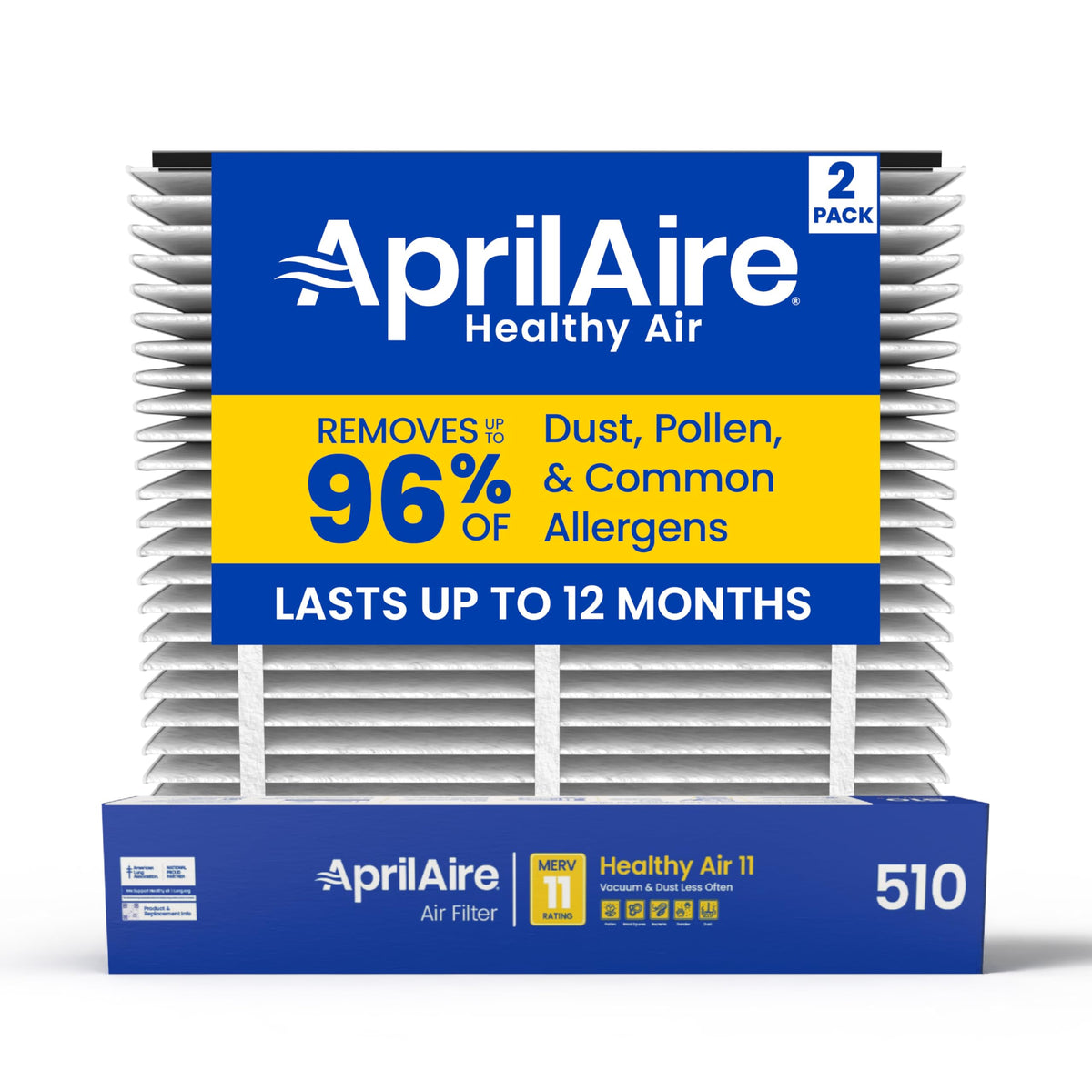 Aprilaire 510 replacement filter front view for authentic, USA-made whole-home filtration