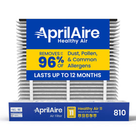Aprilaire 810 front view shows compact 20x25x4 filter for easy replacement.