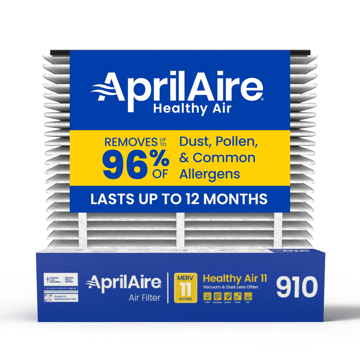 Aprilaire 910 filter packaging ready for replacement and installation.