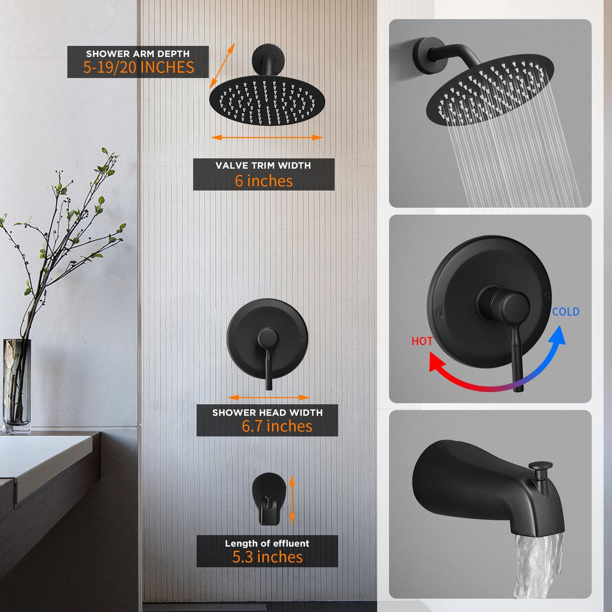 APROMOOM diverter tub spout shown with water flow