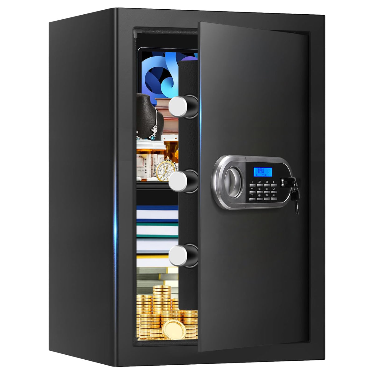 Aprxuvot 3.4 CuFt safe front view shows sturdy home security for valuables