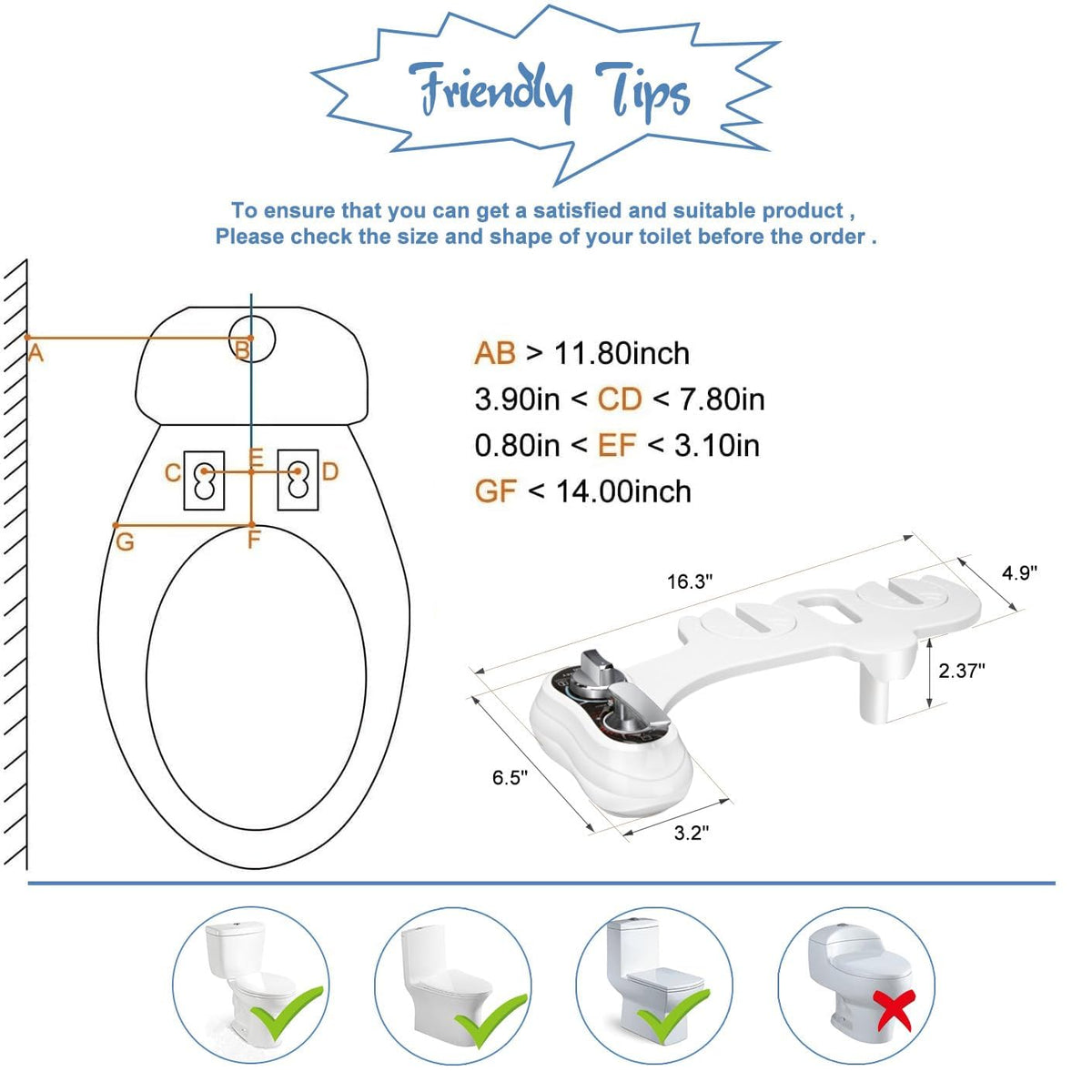 APURE BIDET A121 adjustable pressure control for personalized spray