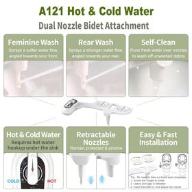 APURE BIDET A121 dual nozzles visible offering wash options