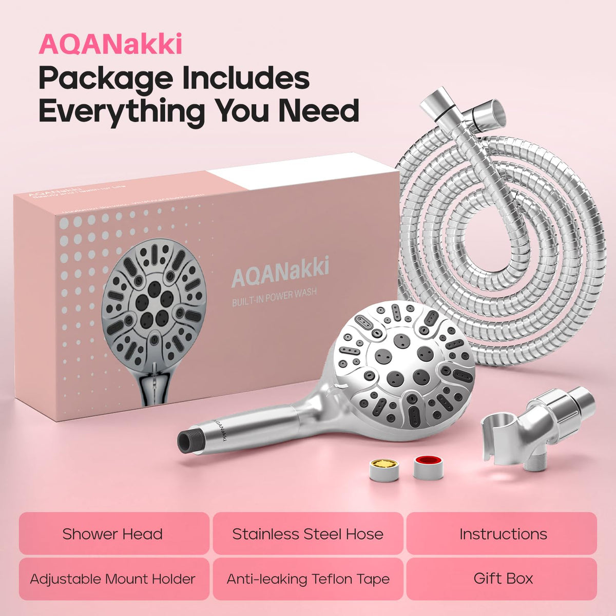 AQANakki long hose for bath and pet cleaning adds extended reach