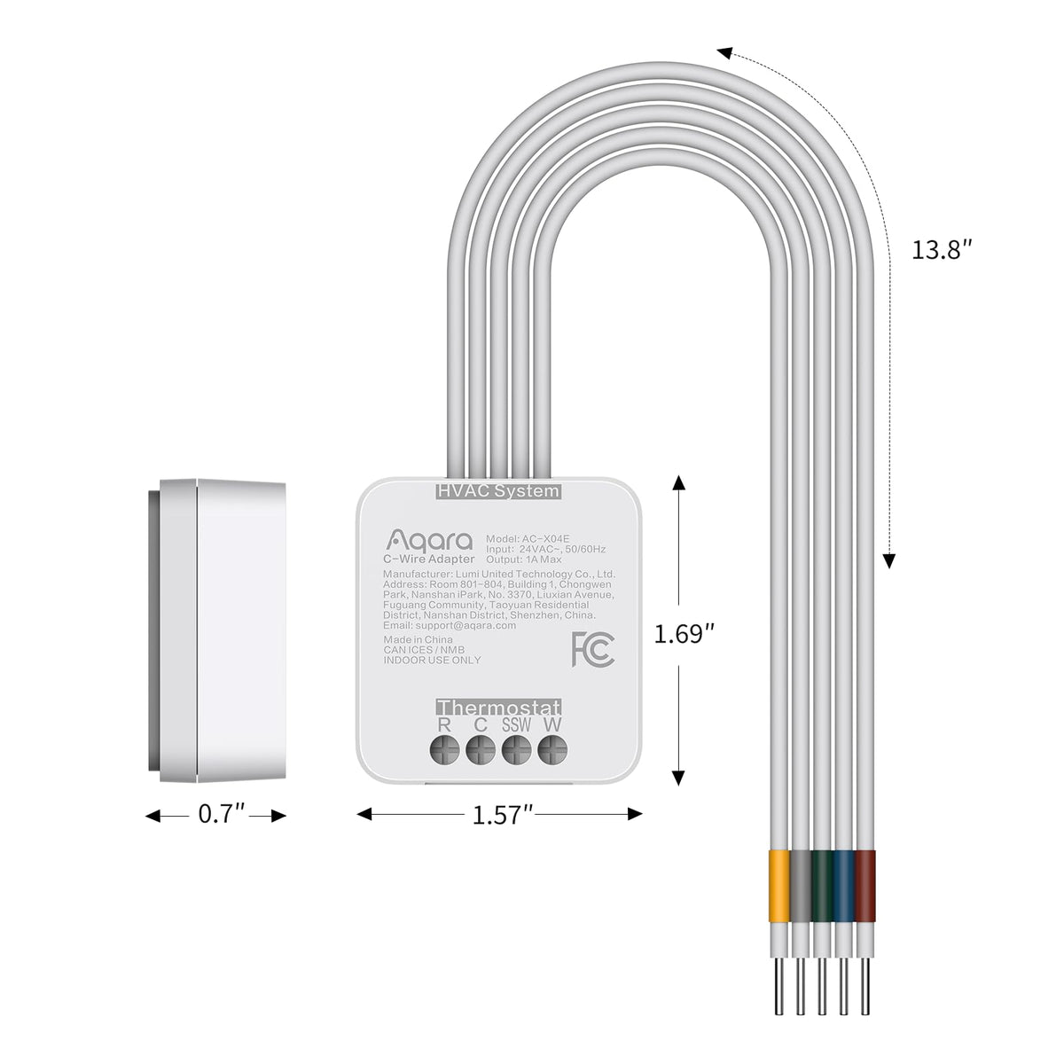Aqara C-Wire Adapter on HVAC control board enabling constant power supply for W200.