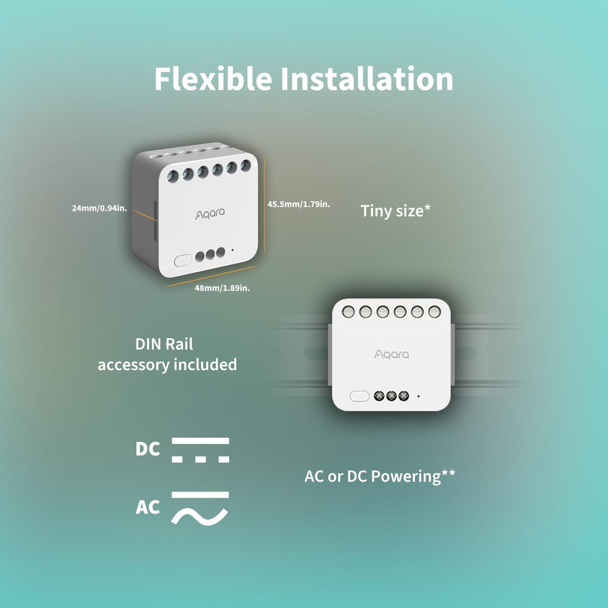 Aqara Dual Relay Module T2 side view highlighting its slim footprint