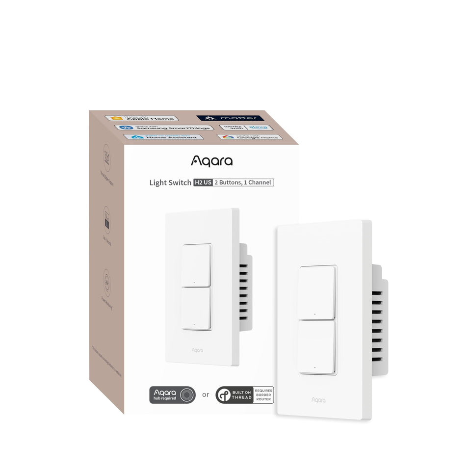 Aqara H2 switch front view showing a sleek design for modern smart homes.
