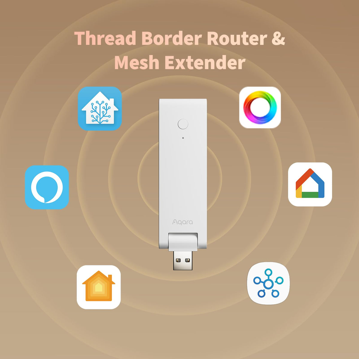 Aqara M100 connection panel demonstrating Thread and Zigbee capabilities for automation.