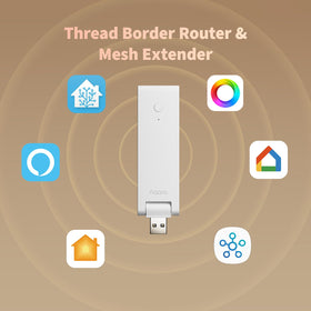 Aqara M100 connection panel demonstrating Thread and Zigbee capabilities for automation.